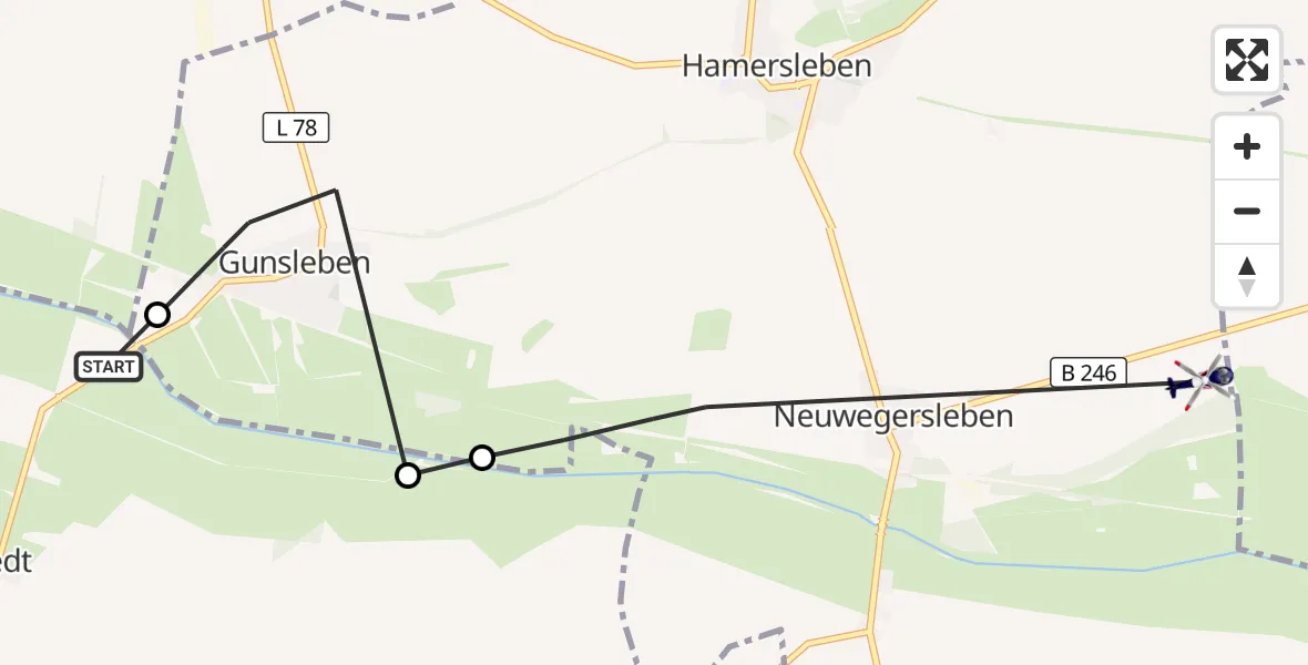 Flugroute Polizeihubschrauber Huy - Am Großen Bruch, 22 September 2026, 18:49