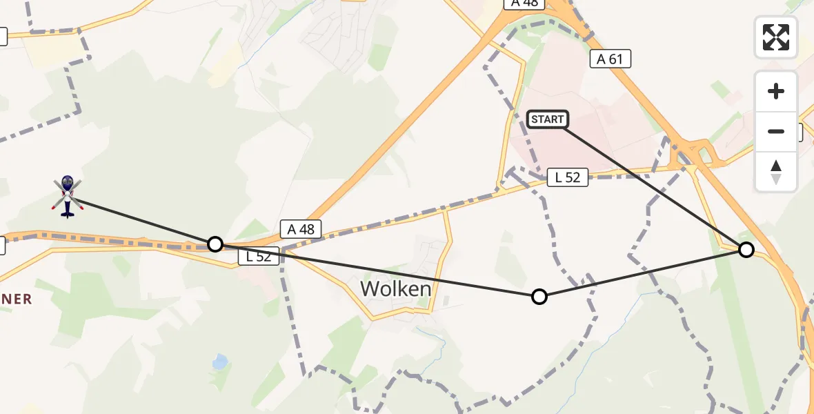 Flugroute Polizeihubschrauber Bassenheim - Bassenheim, 23 September 2026, 04:22