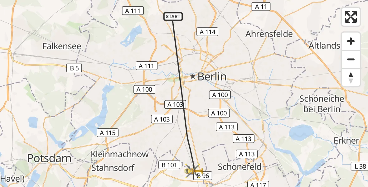 Flugroute Rettungshubschrauber Berlin - Berlin, 23 September 2026, 04:58