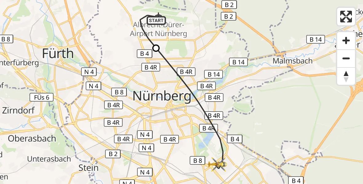 Flugroute Ambulanzhubschrauber Flughafen Nuremberg - Nürnberg, 23 September 2026, 06:22
