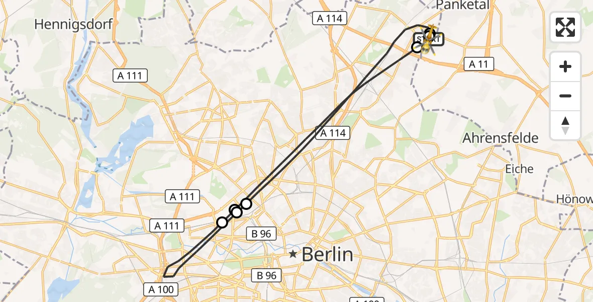 Flugroute Rettungshubschrauber Helios Clinic Berlin-Buch - Helios Clinic Berlin-Buch, 23 September 2026, 07:26