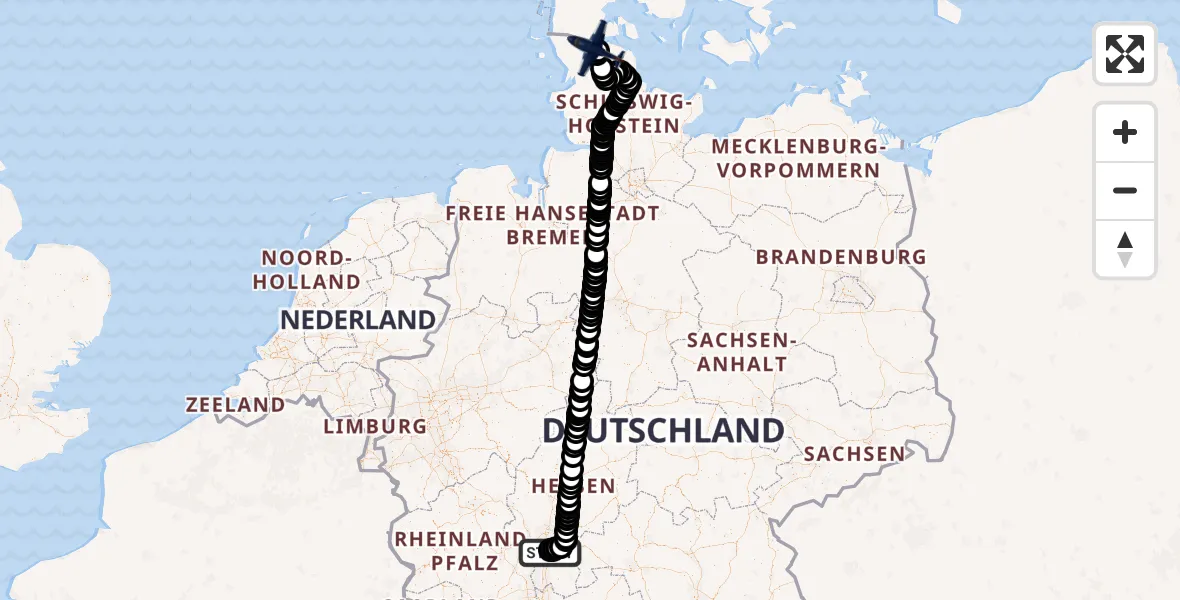 Flugroute Polizeiflugzeug Flughafen Frankfurt-Egelsbach - Flensburg, 23 September 2026, 07:41