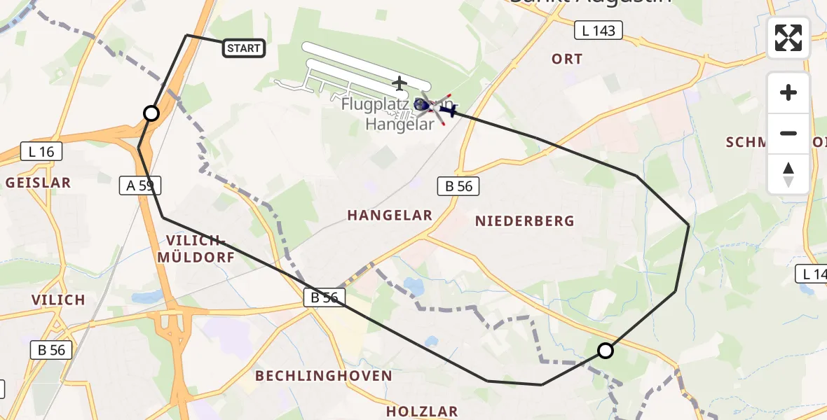 Flugroute Polizeihubschrauber Sankt Augustin - Sankt Augustin, 23 September 2026, 08:16