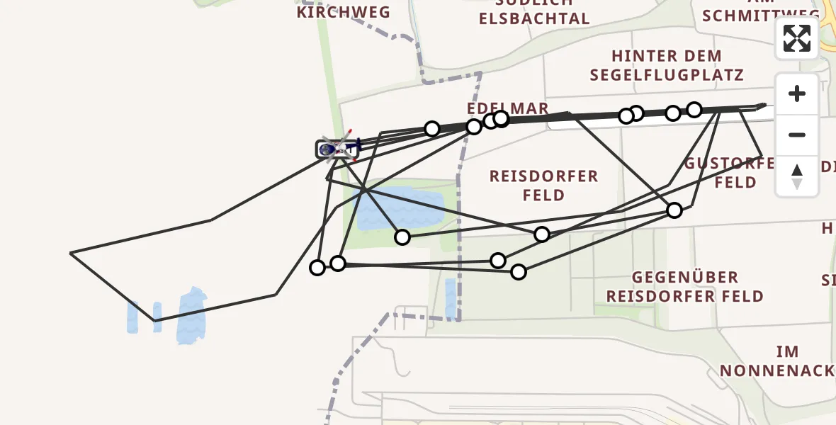 Flugroute Polizeihubschrauber Jüchen - Jüchen, 23 September 2026, 08:28