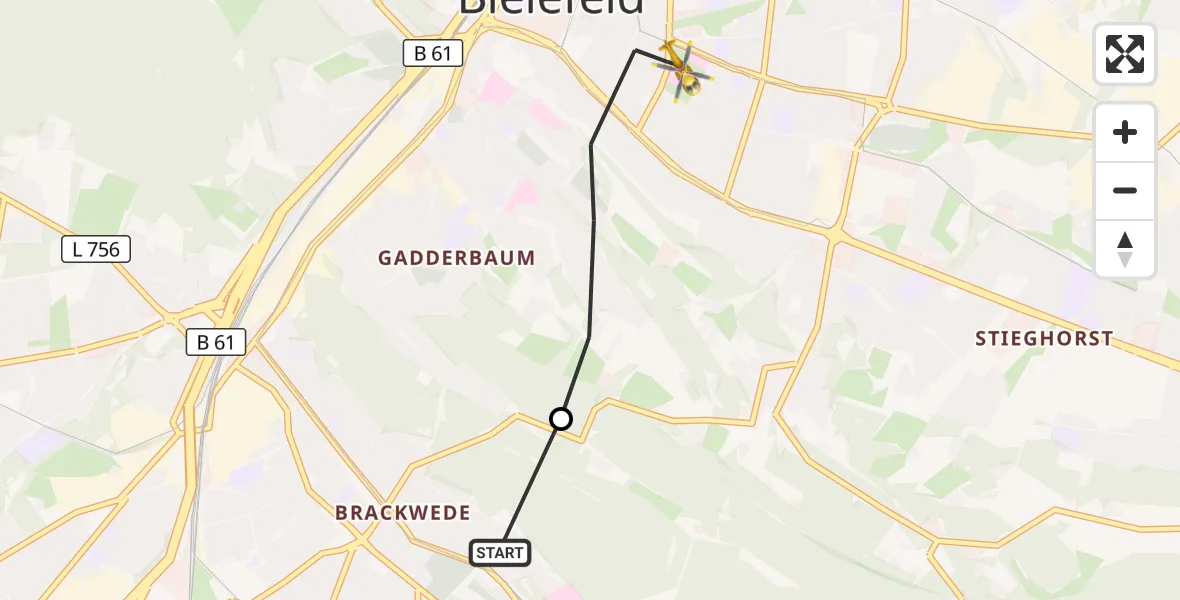 Flugroute Rettungshubschrauber Luftrettungszentrum Bielefeld - Bielefeld, 23 September 2026, 08:36