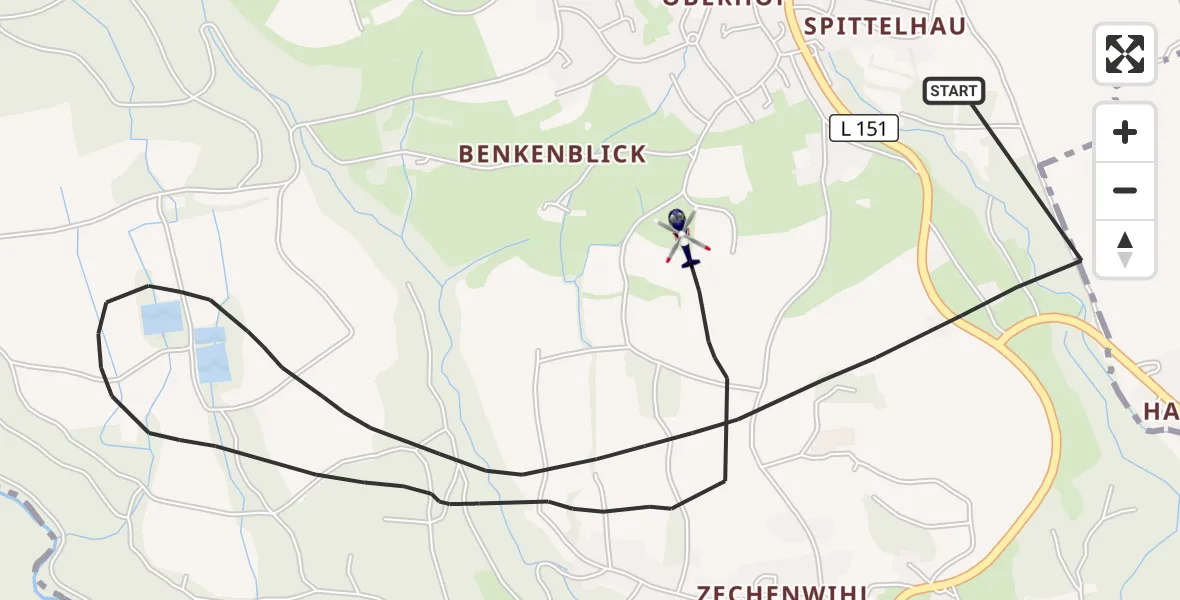 Flugroute Polizeihubschrauber Murg - Murg, 23 September 2026, 08:45