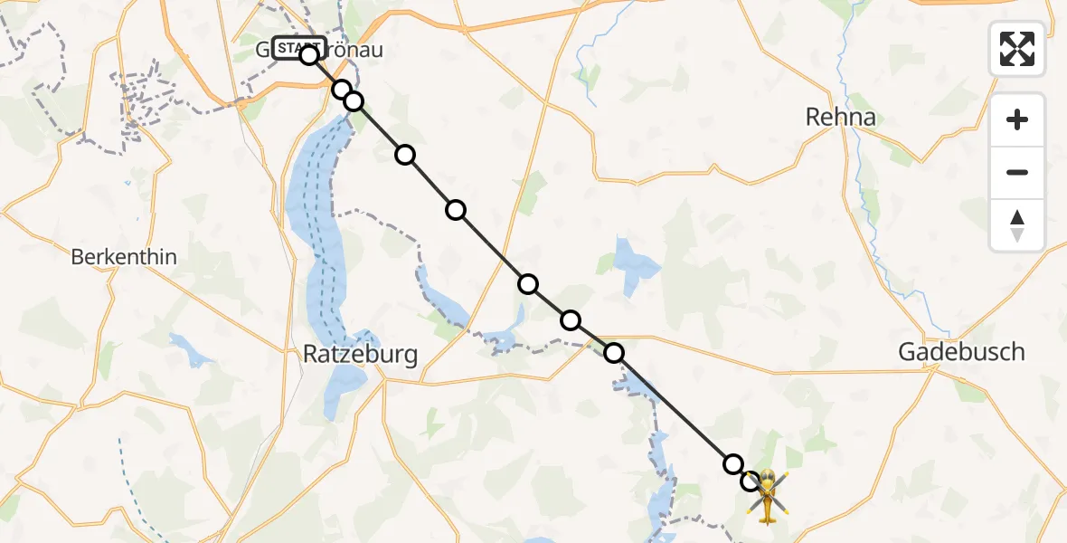 Flugroute Rettungshubschrauber Lübeck Blankensee Flughafen - Krembz, 23 September 2026, 08:54