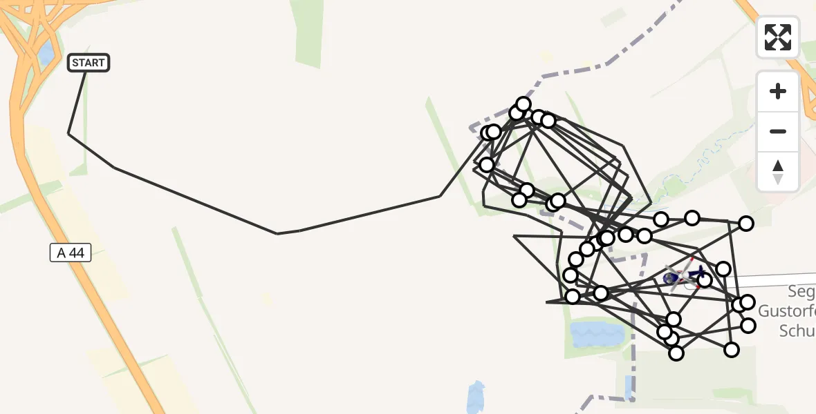 Flugroute Polizeihubschrauber Jüchen - Grevenbroich, 23 September 2026, 08:59