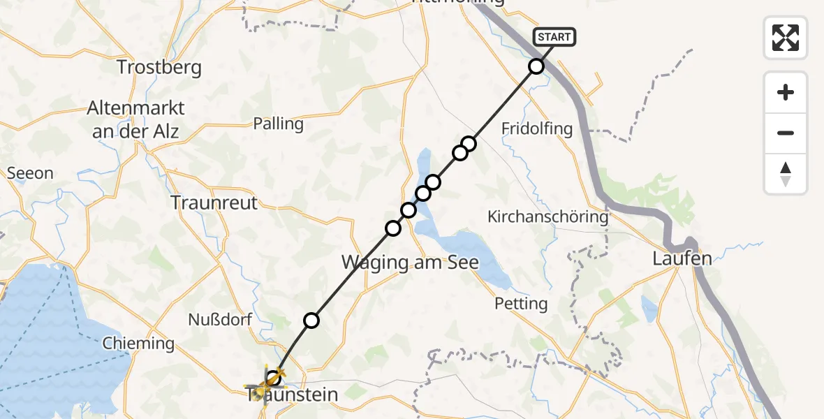 Flugroute Rettungshubschrauber Riedersbach - Traunstein Hospital, 23 September 2026, 09:40