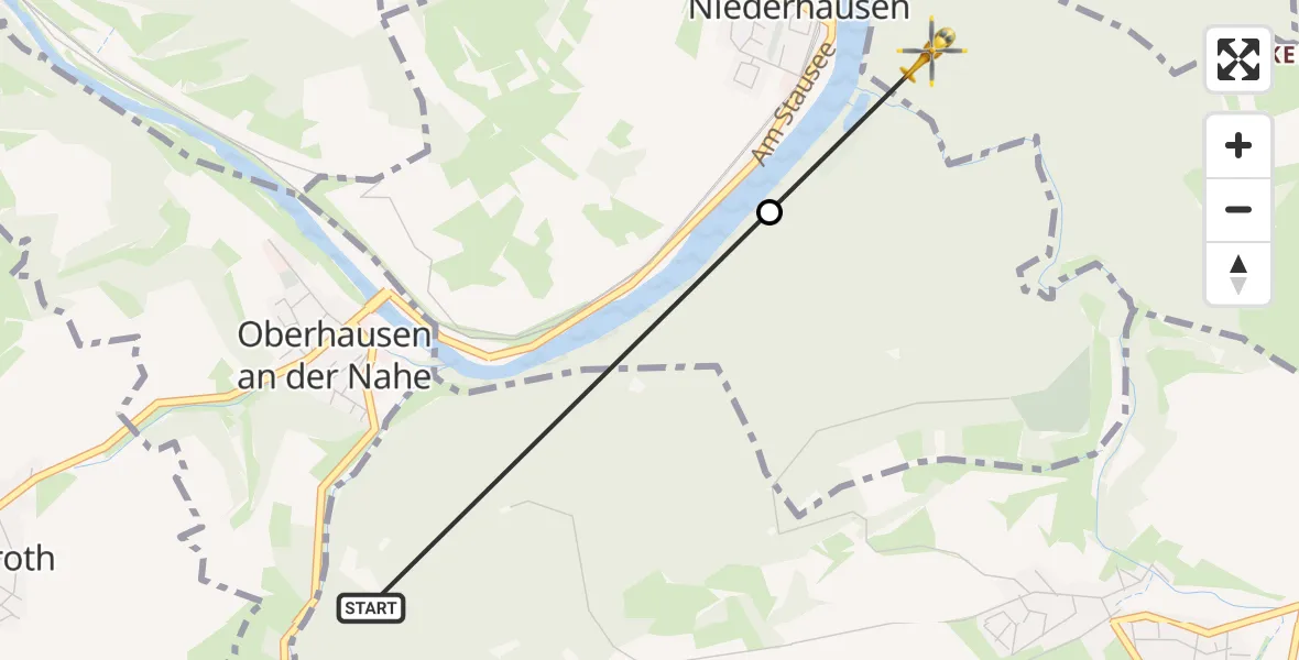 Flugroute Rettungshubschrauber Feilbingert - Bad Kreuznach, 23 September 2026, 12:14