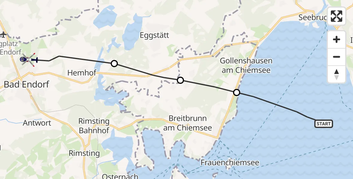 Flugroute Polizeihubschrauber Chiemsee (See) - Bad Endorf, 23 September 2026, 12:21