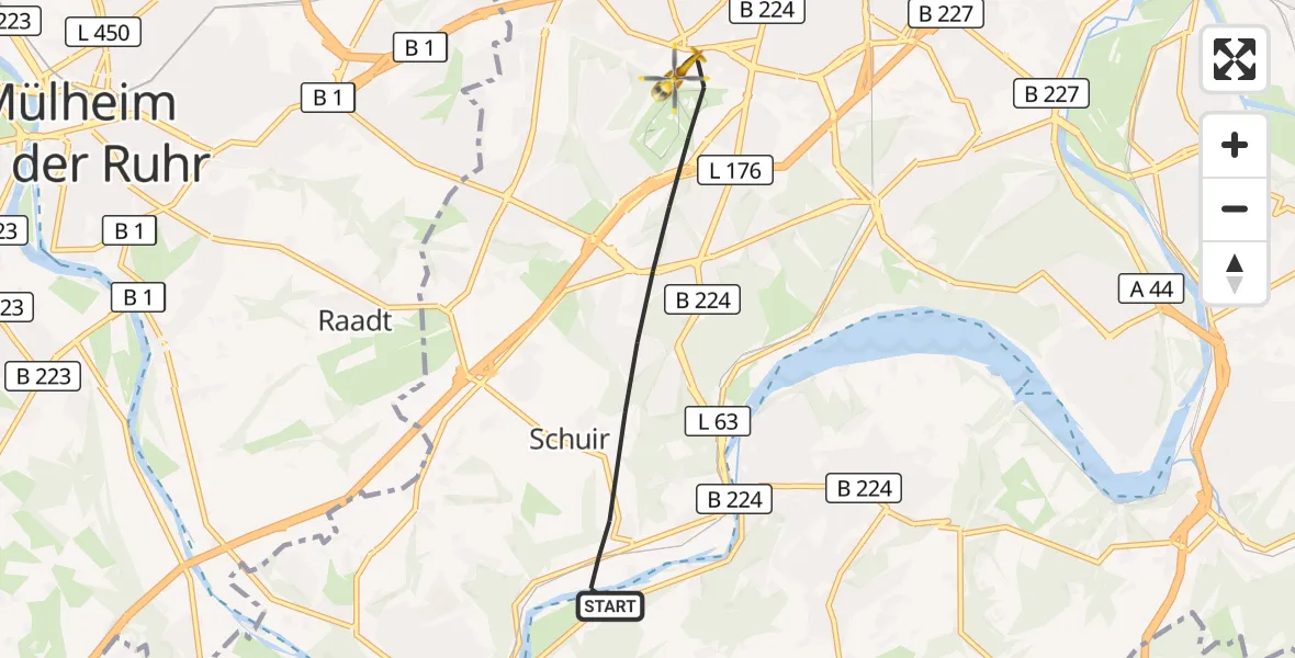 Flugroute Rettungshubschrauber Essen - Essen, 23 September 2026, 12:27