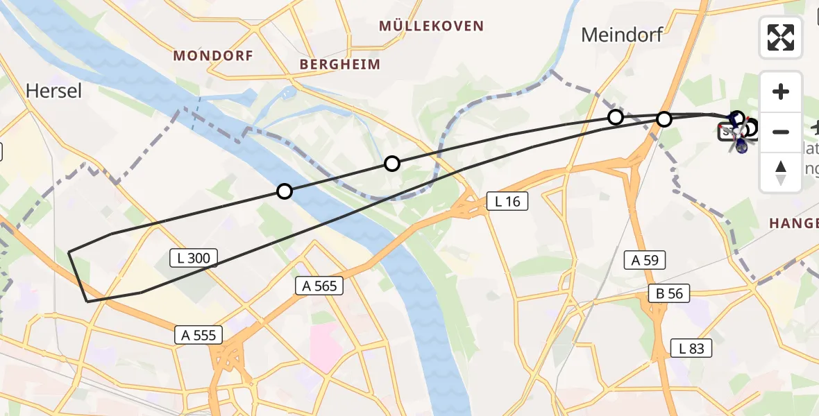Flugroute Polizeihubschrauber Sankt Augustin - Sankt Augustin, 23 September 2026, 12:38