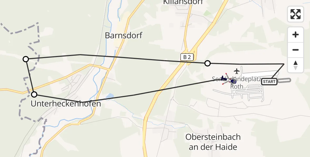 Flugroute Polizeihubschrauber Flugplatz Roth - Roth, 23 September 2026, 13:17