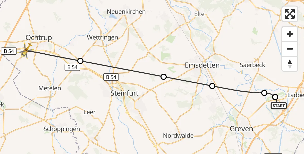 Flugroute Ambulanzhubschrauber Christoph  Westfalen-ADAC - Ochtrup, 23 September 2026, 14:52