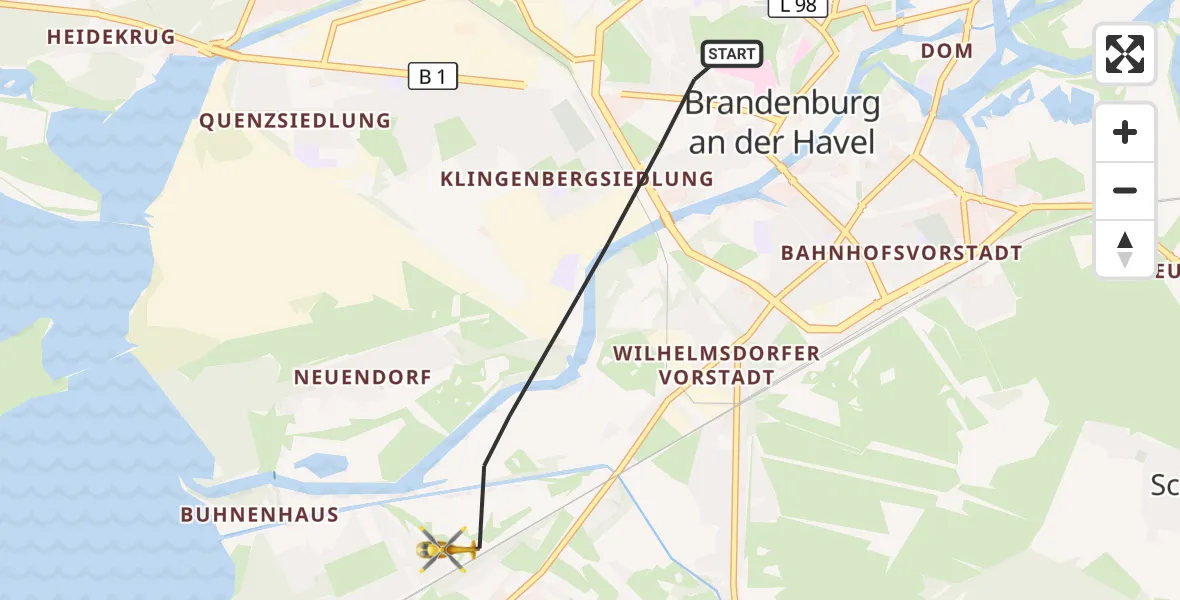 Flugroute Rettungshubschrauber Brandenburg an der Havel - Brandenburg an der Havel, 23 September 2026, 16:00