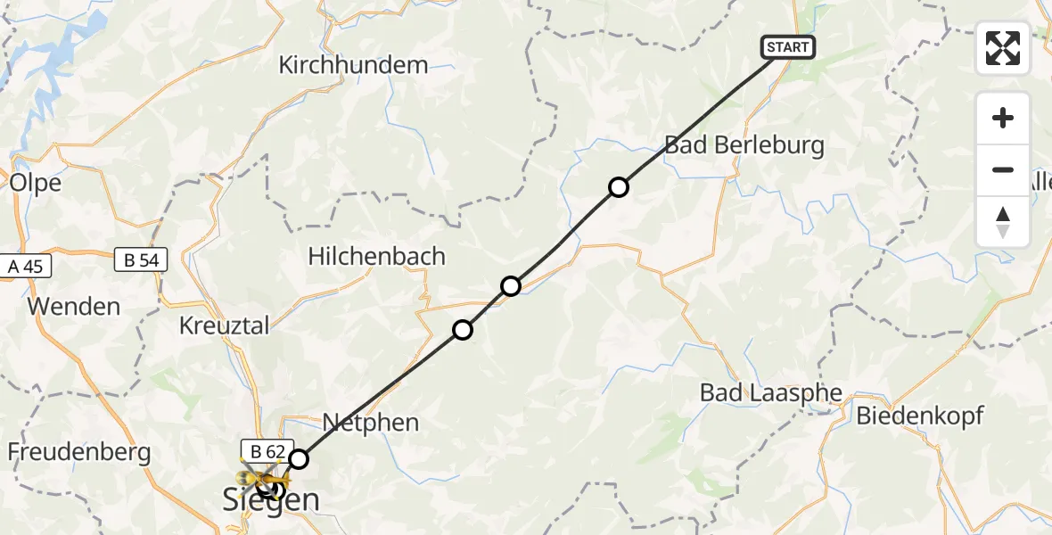 Flugroute Rettungshubschrauber Bad Berleburg - Siegen, 23 September 2026, 16:03