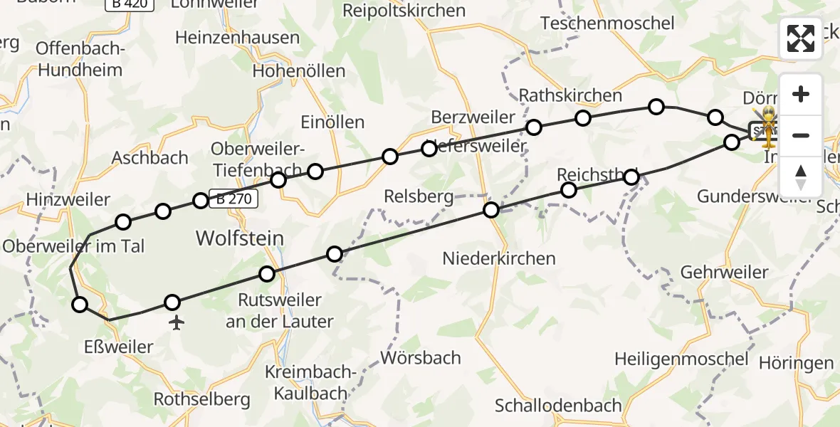 Flugroute Rettungshubschrauber Rockenhausen - Rockenhausen, 23 September 2026, 16:25
