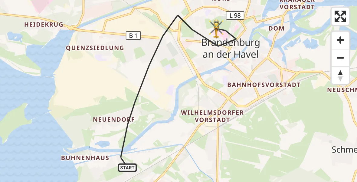 Flugroute Rettungshubschrauber Brandenburg an der Havel - Brandenburg an der Havel, 23 September 2026, 16:31