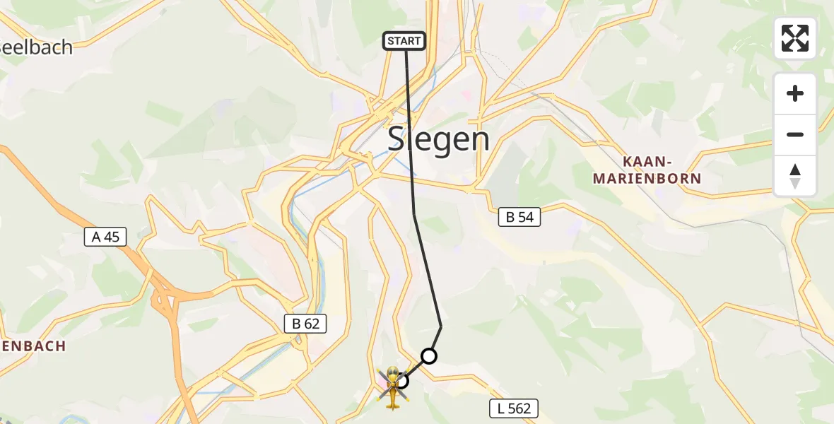 Flugroute Rettungshubschrauber Siegen - Evangelisches Jung-Stilling Hospital, 23 September 2026, 16:40