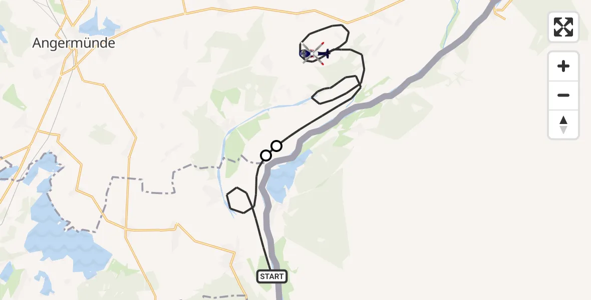 Flugroute Polizeihubschrauber Lunow-Stolzenhagen - Schwedt/Oder, 23 September 2026, 16:49