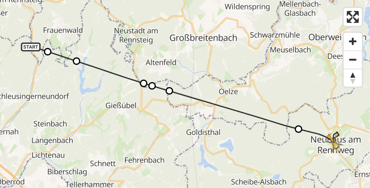 Flugroute Rettungshubschrauber Ilmenau - Neuhaus am Rennweg, 23 September 2026, 16:51