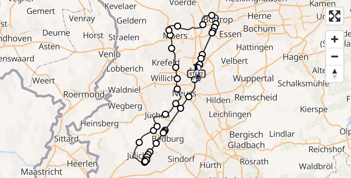 Flugroute Polizeihubschrauber Düsseldorf Flughafen - Düsseldorf Flughafen, 23 September 2026, 20:10