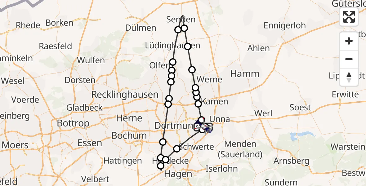 Flugroute Polizeihubschrauber Dortmund Flughafen - Dortmund Flughafen, 23 September 2026, 21:36