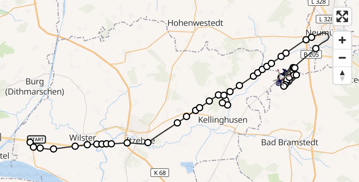 Flugroute Polizeihubschrauber Landscheide - Hasenkrug, 23 September 2026, 21:38