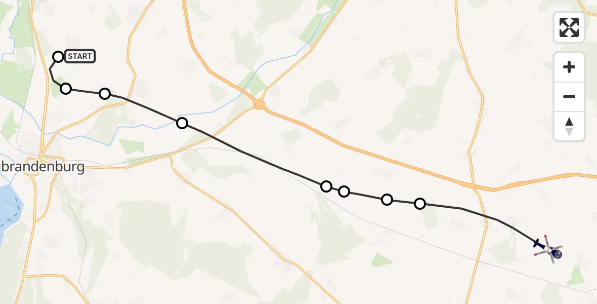 Flugroute Polizeihubschrauber Neubrandenburg Trollenhagen Flughafen - Groß Miltzow, 24 September 2026, 04:13