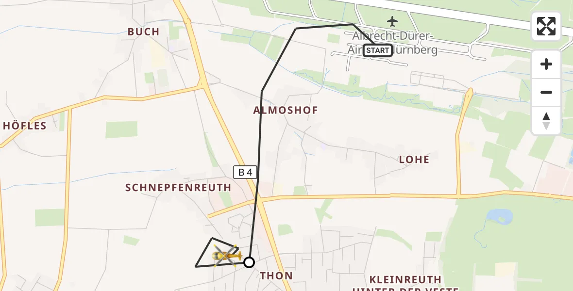 Flugroute Ambulanzhubschrauber Flughafen Nuremberg - Nürnberg, 24 September 2026, 06:37