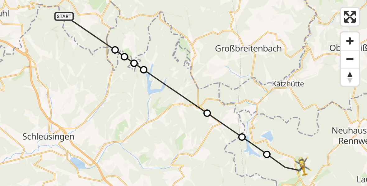Flugroute Rettungshubschrauber Suhl - Neuhaus am Rennweg, 24 September 2026, 06:45