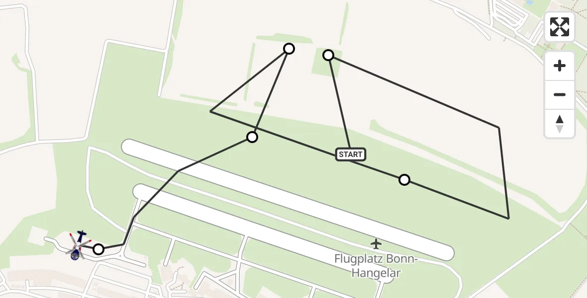 Flugroute Polizeihubschrauber Bonn-Hangelar Flugplatz - Sankt Augustin, 24 September 2026, 06:50
