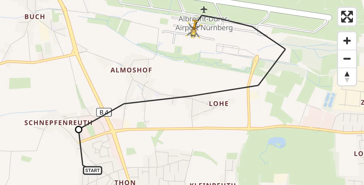 Flugroute Ambulanzhubschrauber Nürnberg - Flughafen Nuremberg, 24 September 2026, 07:11