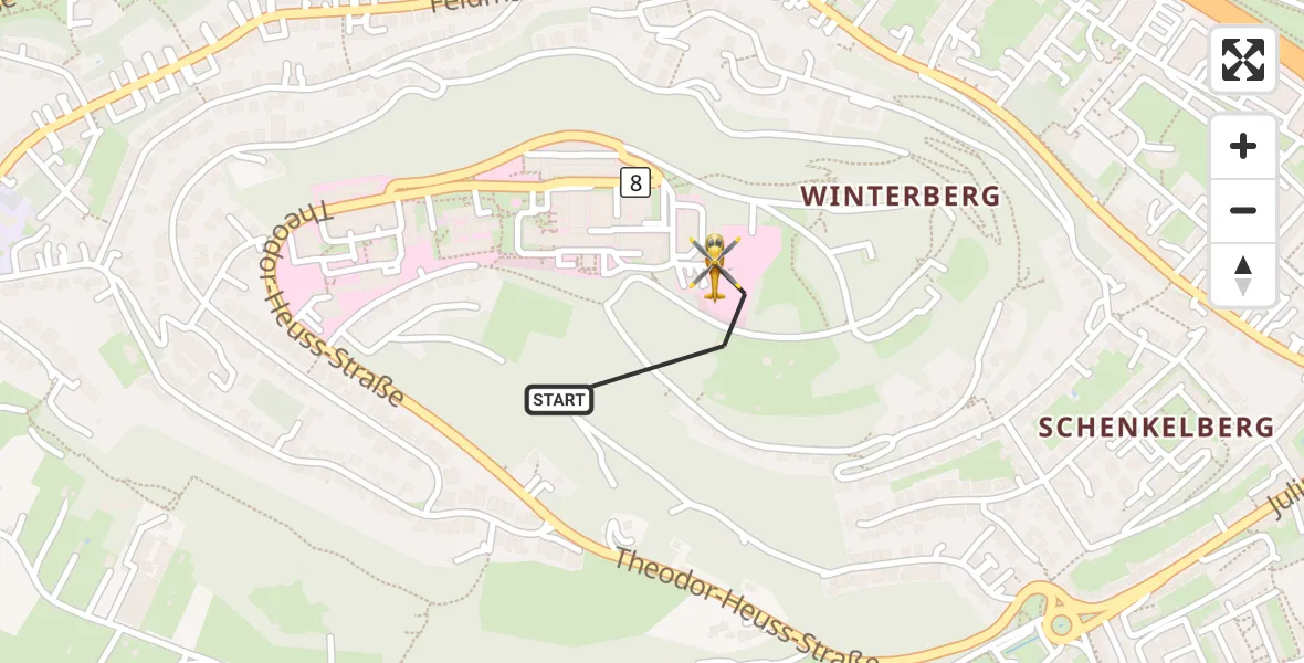 Flugroute Rettungshubschrauber Saarbrücken - Saarbrücken, 24 September 2026, 07:53