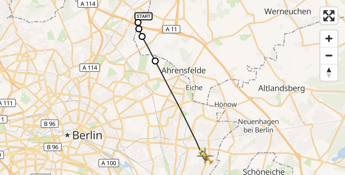 Flugroute Rettungshubschrauber Helios Clinic Berlin-Buch - Berlin, 24 September 2026, 08:37