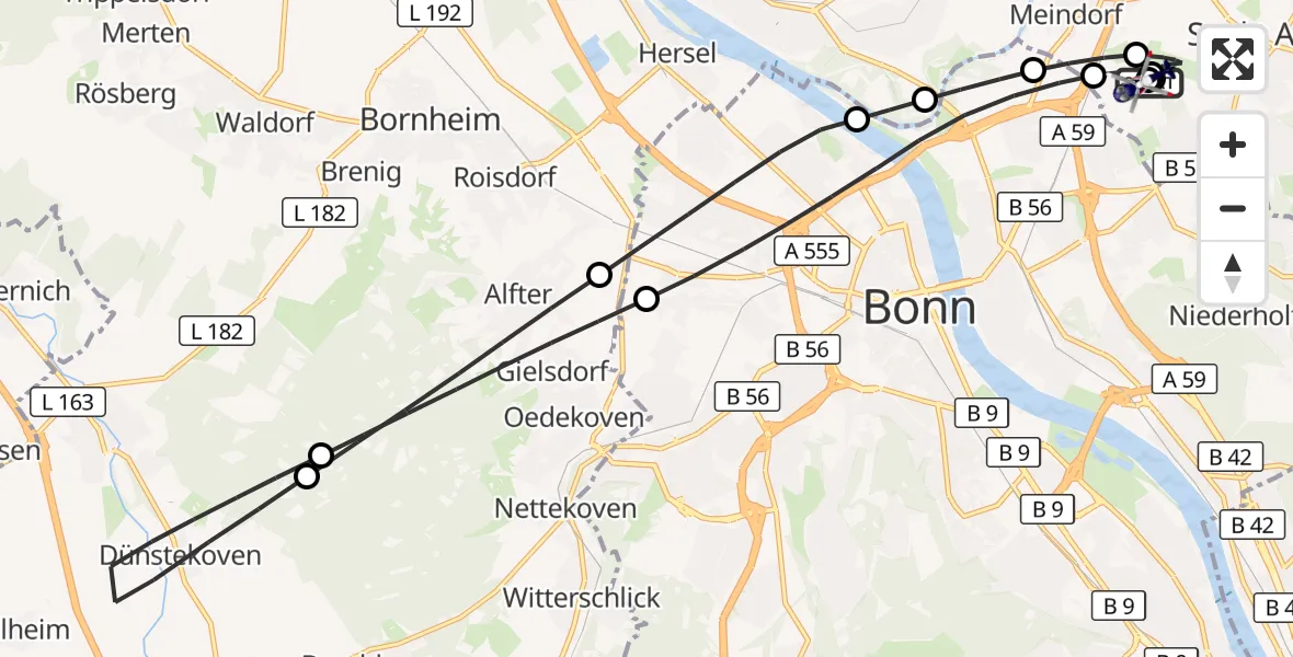 Flugroute Polizeihubschrauber Sankt Augustin - Sankt Augustin, 24 September 2026, 08:47