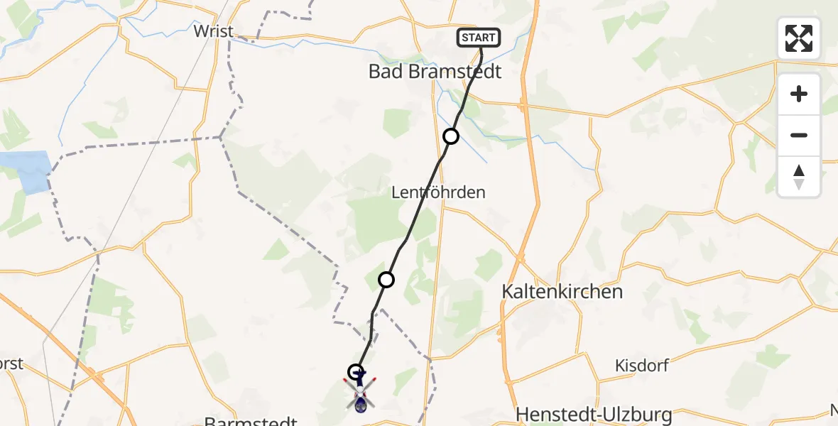 Flugroute Polizeihubschrauber Bad Bramstedt - Langeln, 24 September 2026, 09:59
