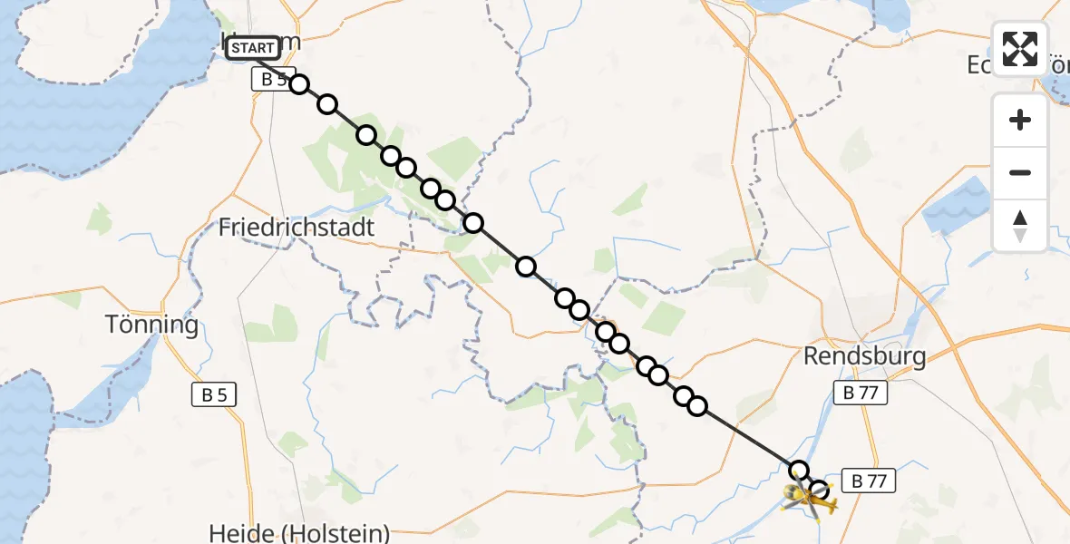 Flugroute Ambulanzhubschrauber Husum - Hörsten, 24 September 2026, 10:09