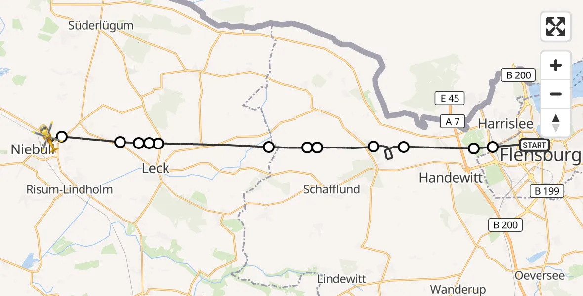 Flugroute Ambulanzhubschrauber Flensburg - Niebüll, 24 September 2026, 10:33