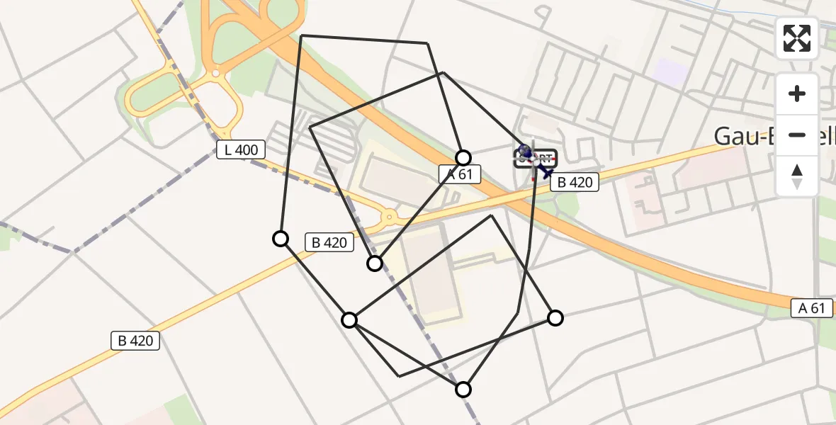 Flugroute Polizeihubschrauber Gau-Bickelheim - Gau-Bickelheim, 24 September 2026, 10:46