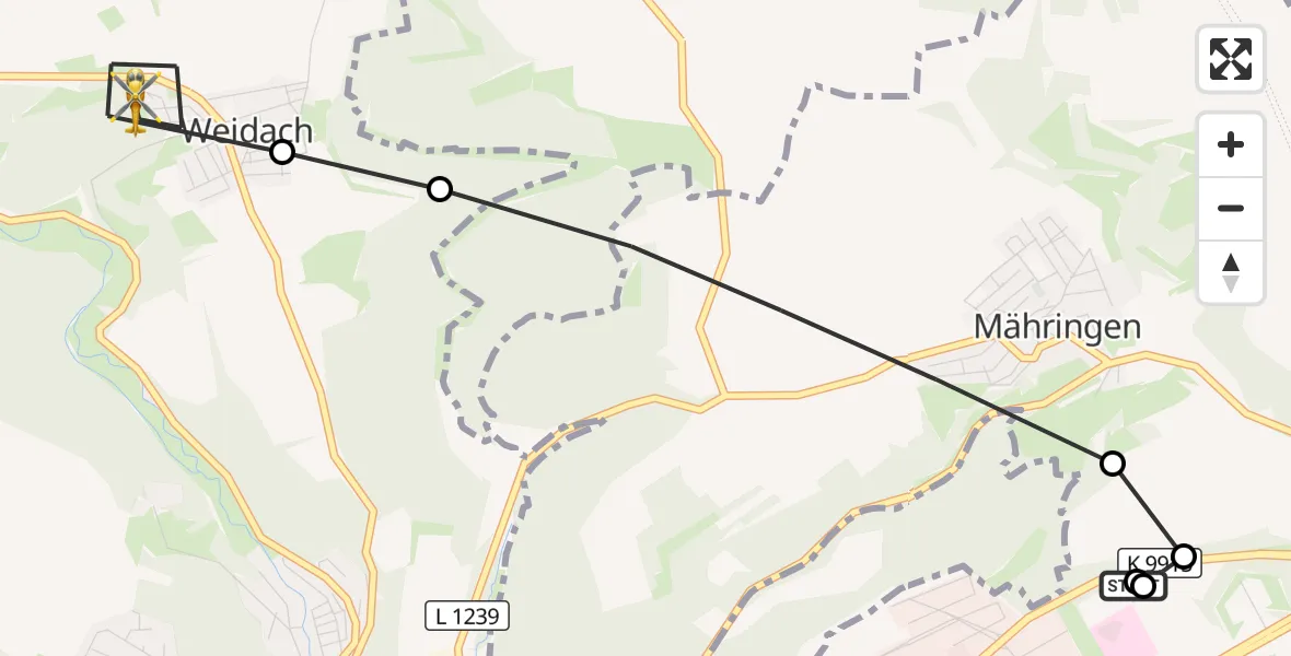 Flugroute Rettungshubschrauber Ulm Military Hospital Emergency - Blaustein, 24 September 2026, 11:11