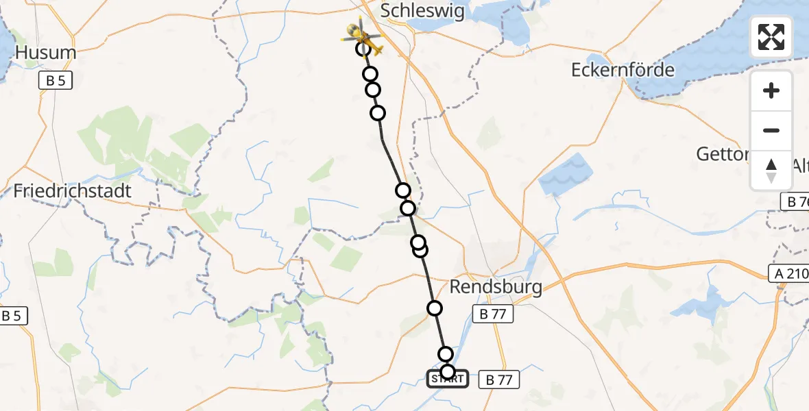 Flugroute Ambulanzhubschrauber Hörsten - Hüsby, 24 September 2026, 11:19