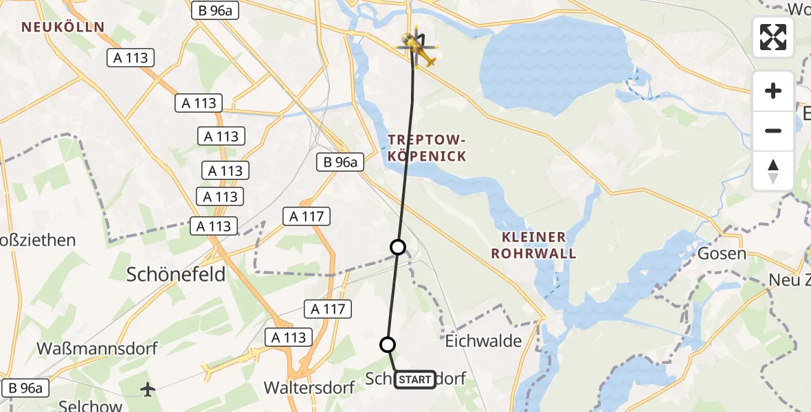 Flugroute Rettungshubschrauber Schulzendorf - Berlin, 24 September 2026, 11:24