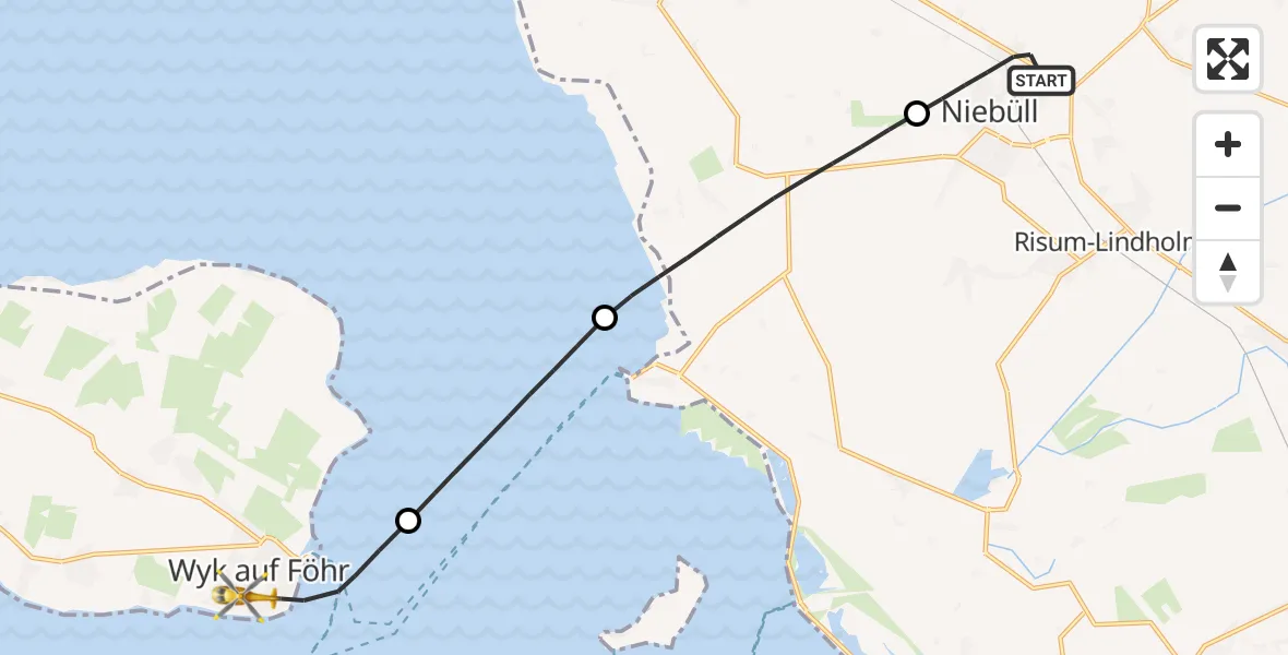 Flugroute Ambulanzhubschrauber Niebüll - Wyk auf Föhr, 24 September 2026, 11:26