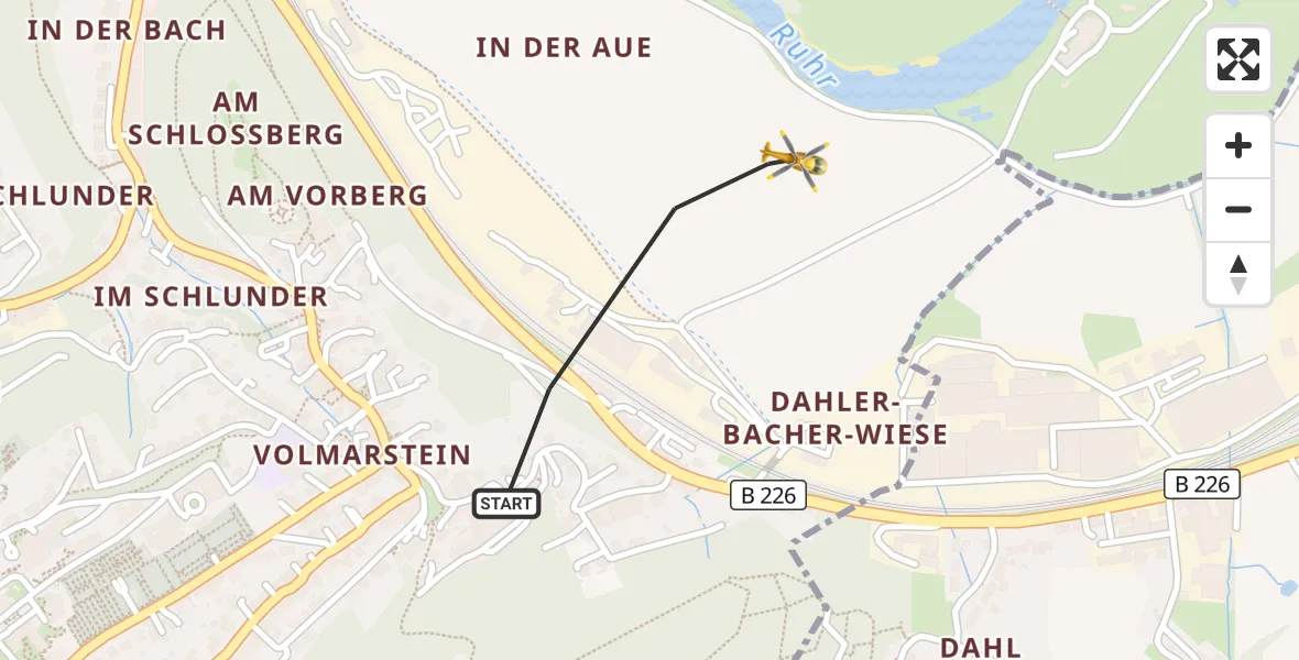 Flugroute Rettungshubschrauber Wetter (Ruhr) - Wetter (Ruhr), 24 September 2026, 11:56