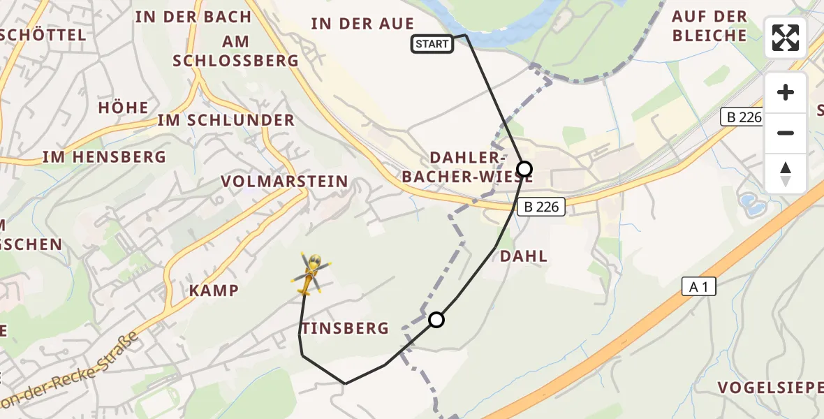 Flugroute Rettungshubschrauber Wetter (Ruhr) - Wetter (Ruhr), 24 September 2026, 11:59
