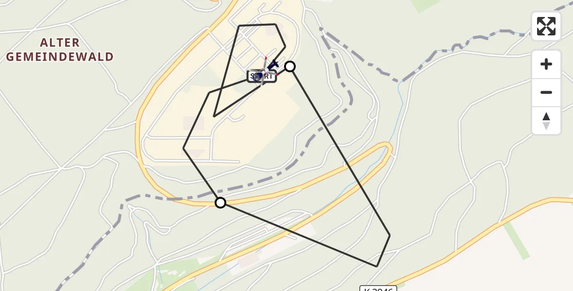 Flugroute Polizeihubschrauber Mosbach - Mosbach, 24 September 2026, 12:00