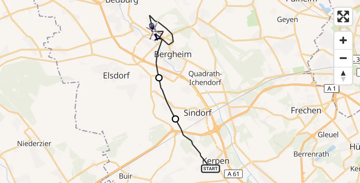 Flugroute Polizeihubschrauber Kerpen - Bergheim, 24 September 2026, 12:01