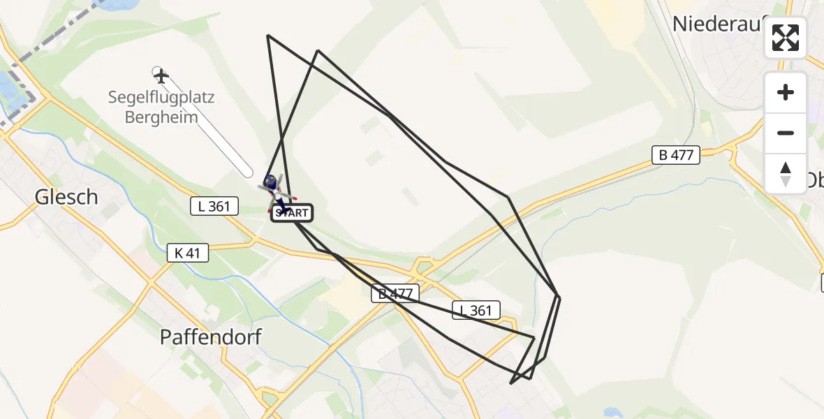 Flugroute Polizeihubschrauber Bergheim - Bergheim, 24 September 2026, 12:11
